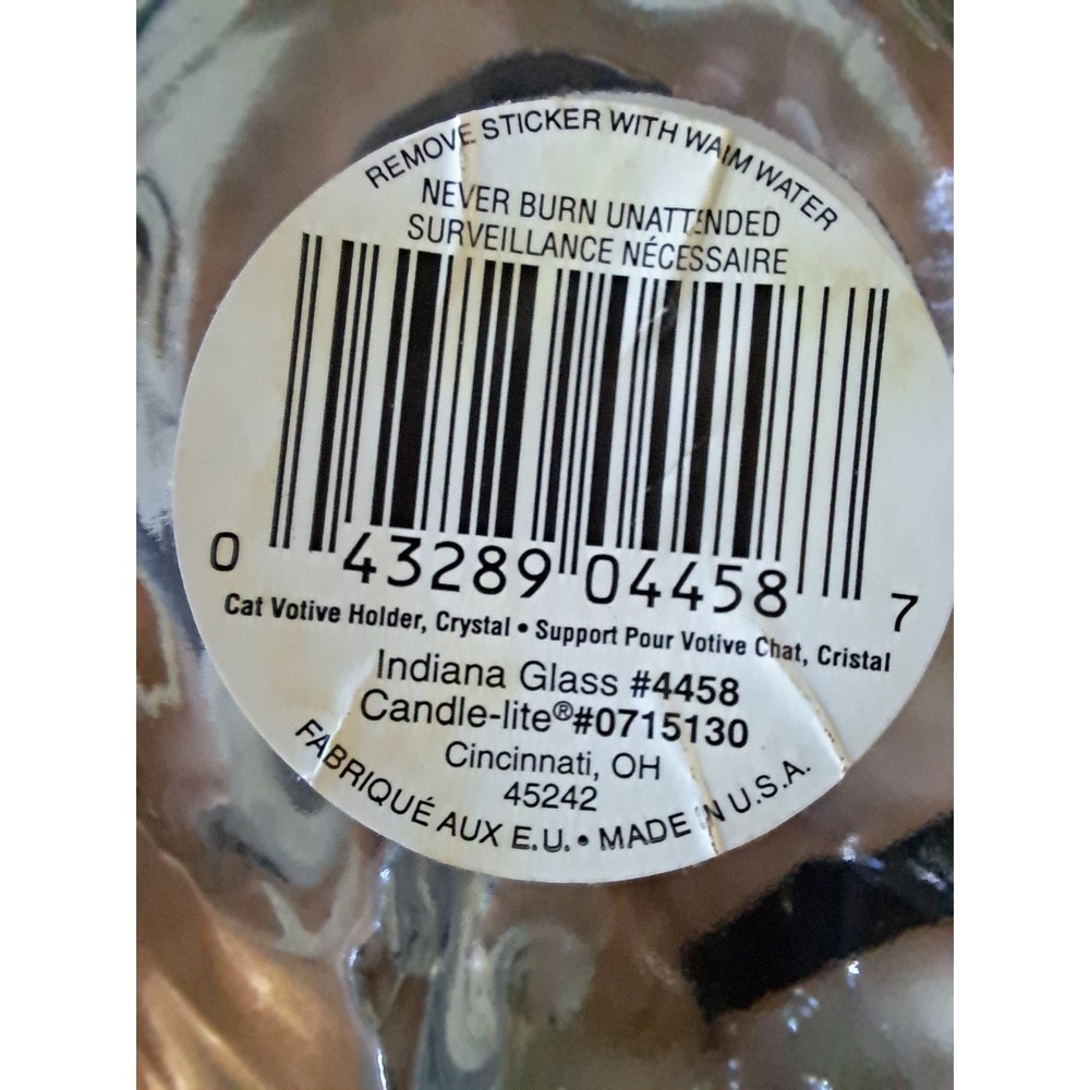 Vintage Indiana Glass Sleeping Cat Kitten Glass Votive Candle Holder - Picture 5 of 5